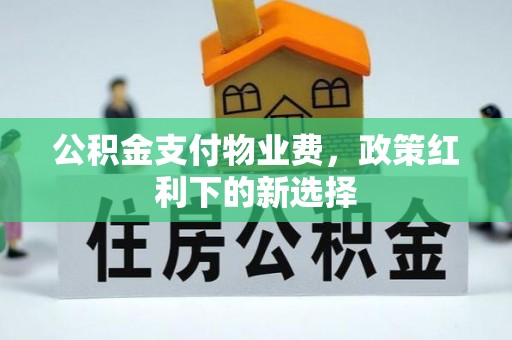新丰公积金支付物业费，政策红利下的新选择